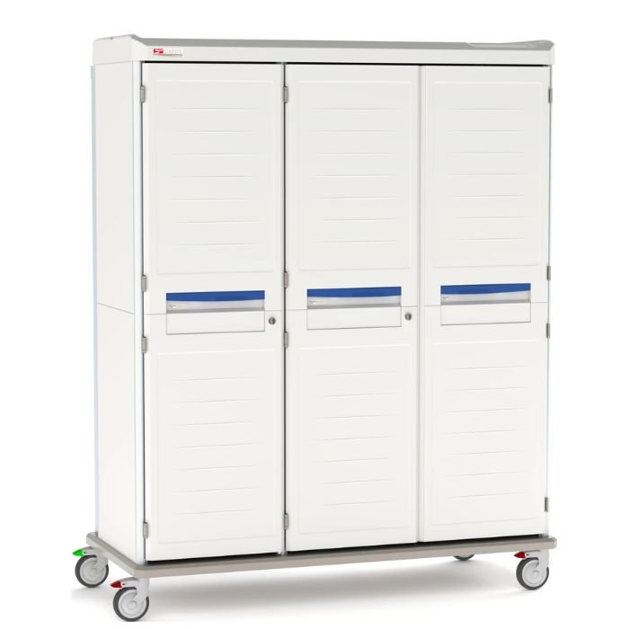 Gabinete móvil Starsys® diseñado para almacenamiento seguro, organizado y de alta capacidad en entornos hospitalarios, laboratorios y áreas clínicas.