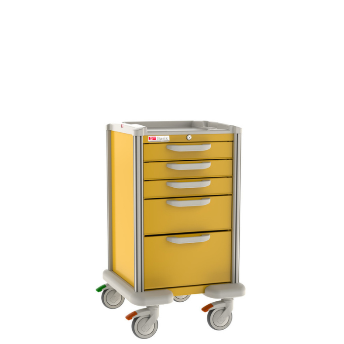 El carro de aislamiento Basix Plus es una solución compacta y funcional diseñada para organizar, almacenar y transportar suministros en áreas de aislamiento clínico y entornos hospitalarios.