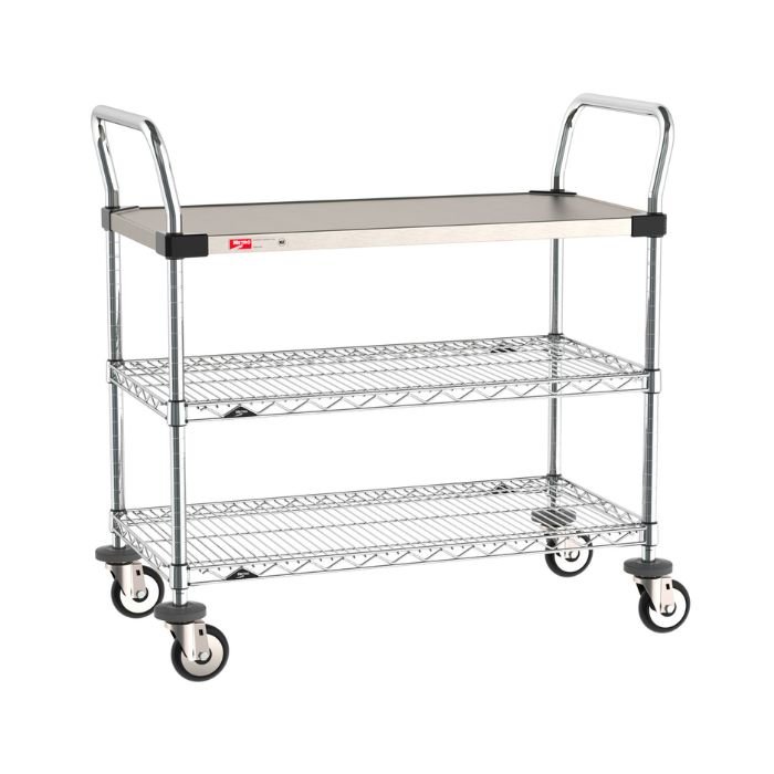 Los carros utilitarios Serie MW están diseñados para aplicaciones institucionales, clínicas e industriales que requieren alta resistencia estructural y superficies sanitarias.