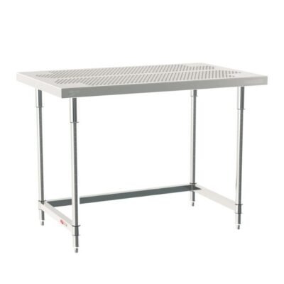 Mesa de cubierta perforada diseñada para áreas limpias y procesos que requieren flujo de aire y control de partículas.