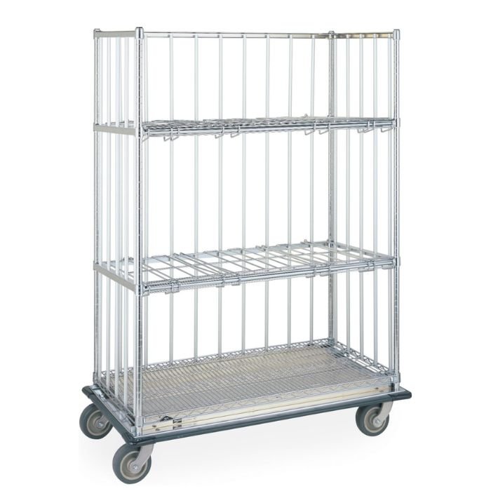 Carro para transporte de blancos diseñado para la recolección, almacenamiento y traslado de textiles en lavanderías institucionales, hotelería y entornos hospitalarios.