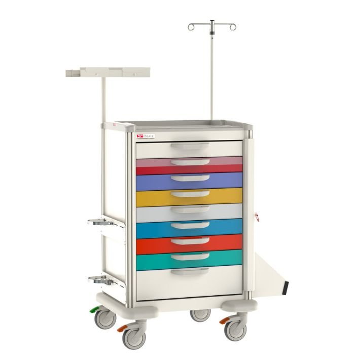 El carro de paro pediátrico Basix Plus es un carro de emergencia especialmente diseñado para entornos pediátricos