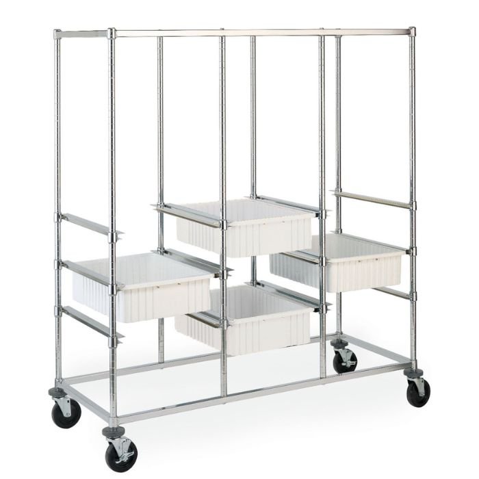 Carro sanitario porta cajones es una solución móvil diseñada para organizar, almacenar y transportar contenedores tipo tote, bandejas o recipientes.