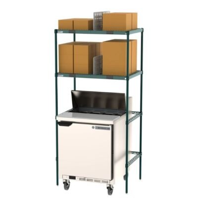 Estantería Super Erecta Pro® diseñada para almacenamiento profesional en entornos de alta exigencia como hospitales, laboratorios, cocinas industriales y áreas de preparación de alimentos.